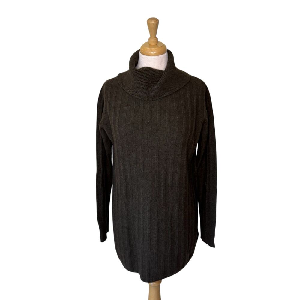 TWO DANES Yak & Merino Wool Ribbed Tunic Turtleneck Sweater Small